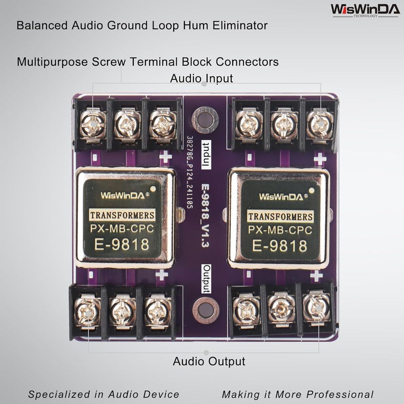 WisWinDa Store Multipurpose Audio Isolation Converters Screw Terminal Block Connectors Noise Filter Hum Eliminator with Convenient Phoenix Connectors for Audio Playing Devices Eliminate The Hum Noise - Image 3